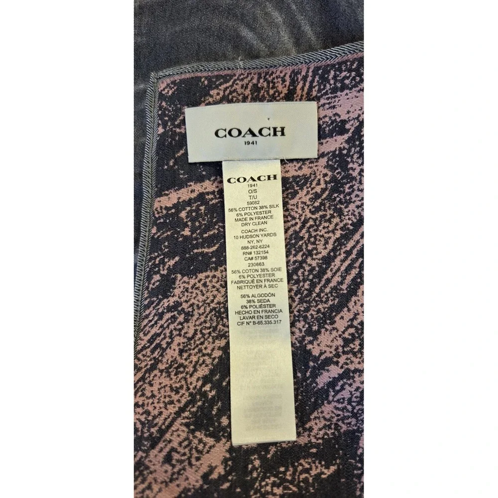 COACH Limited Edition‎ Elvis Presley Scarf Pink And Gray Cotton Silk Blend